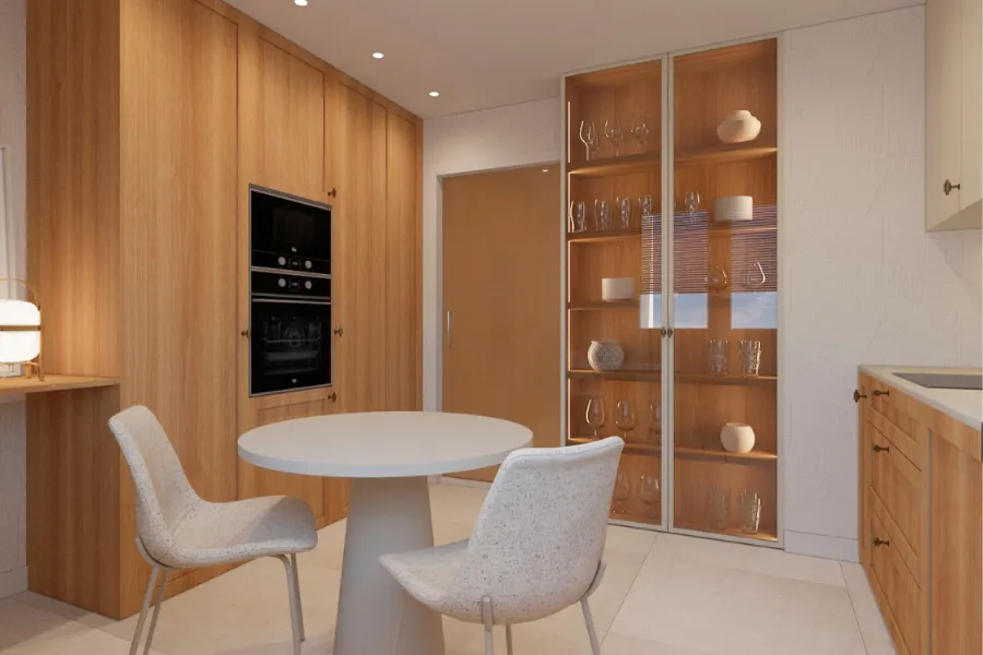 Cajoneras interior armario. Espacio comedor con armarios.